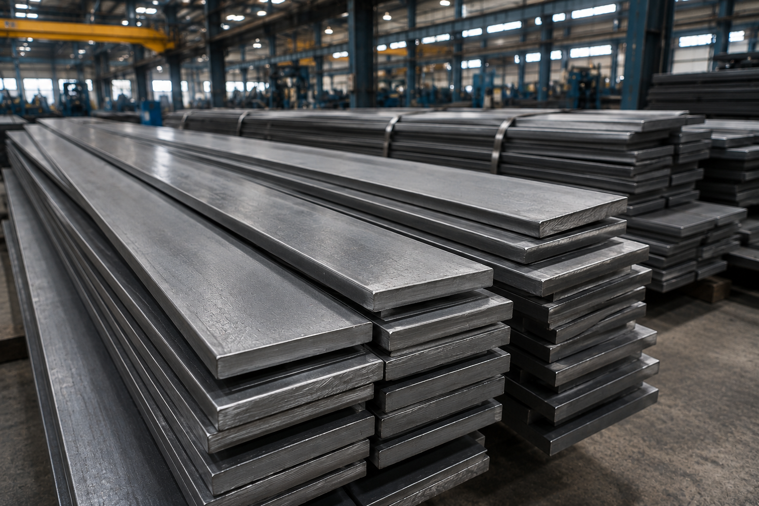 Close-up of steel flat bars
